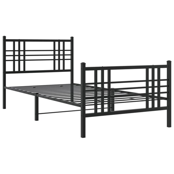 vidaXL Cadre de lit métal avec tête de lit/pied de lit noir 100x190 cm