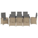 vidaXL Ensemble de Salle à Manger de Jardin 9 Pièces avec Coussins Beige Rotin Poly