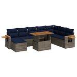 vidaXL Salon de jardin avec coussins 10 Pièces gris résine tressée acacia