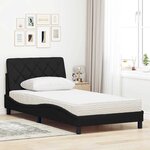 vidaXL Lit avec matelas noir 100x200 cm tissu