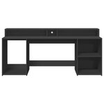 Bureau table poste de travail meuble d'ordinateur informatique étude avec lumières LED 200 x 55 x 91 cm bois d'ingénierie noir 02_0023433