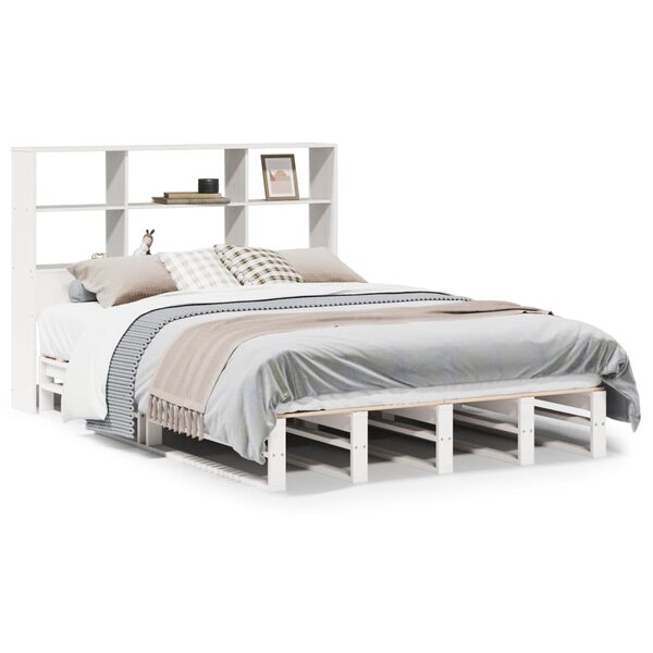 vidaXL Lit bibliothèque sans matelas blanc 120x200 cm bois massif