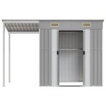 vidaXL Abri de jardin avec toit allongé gris clair 277 x 107 x 181 cm en acier