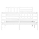 vidaXL Cadre de lit Blanc 150x200 cm Très grand Bois massif