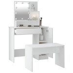 vidaXL Ensemble de coiffeuse avec LED Blanc Bois d'ingénierie