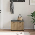 vidaXL Banc d'entrée avec coussin Chêne artisanal 60 x 38 x 46 cm