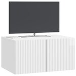 vidaXL Meuble TV mural Montage mural Blanc brillant 59 5 x 41 x 30 cm