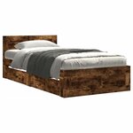 vidaXL Cadre de lit tête de lit chêne fumé 75x190 cm bois ingénierie