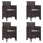 vidaXL Chaise de jardin 4 Pièces Marron 53 x 49 x 85 cm PP