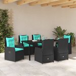 vidaXL Ensemble de salle à manger pour jardin 7 Pièces Noir Poly rotin