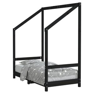 vidaXL Cadre de lit pour enfant noir 70x140 cm bois de pin massif