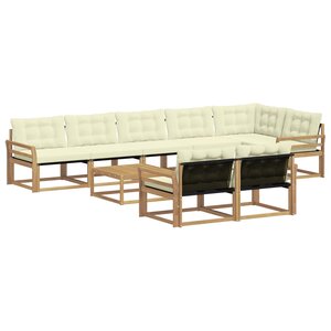vidaXL Ensemble de canapés d'extérieur 9 Pièces Blanc et crème
