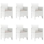 vidaXL Ensemble de salle à manger de jardin de 7 pièces avec coussins Blanc Poly Rotin