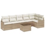 vidaXL Ensemble de canapé de jardin 7 Pièces Marron Poly rotin