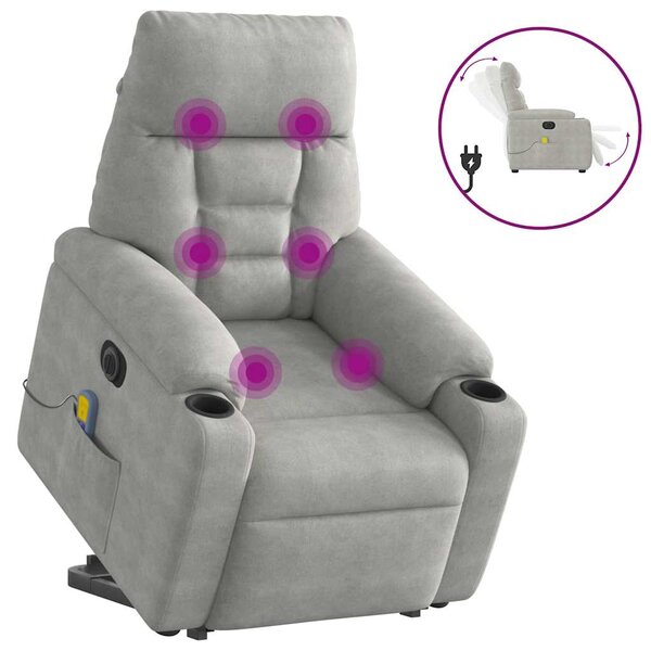 vidaXL Fauteuil inclinable de massage électrique gris clair