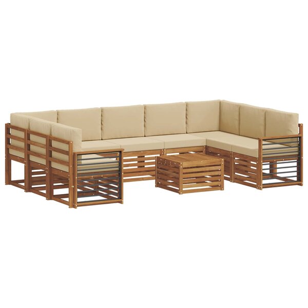 vidaXL Ensemble de canapés d'extérieur 10 pc Naturel et Beige