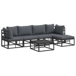 vidaXL Ensemble de canapé de jardin avec coussin 6 Pièces Noir Aluminium