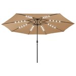 vidaXL Parasol de jardin avec lumières LED et mât en métal 400cm taupe