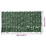 vidaXL Écran de balcon avec feuilles vert foncé 200x100 cm