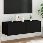 vidaXL Meuble TV mural avec lumières LED noir 100x35x31 cm