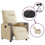 vidaXL Fauteuil inclinable électrique Crème Tissu