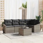 vidaXL Ensemble de canapé de jardin 6 Pièces Gris Poly rotin