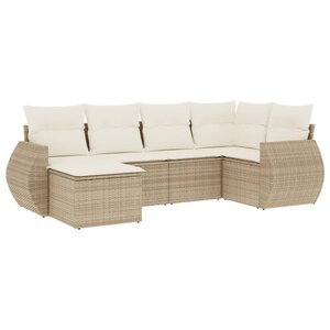 vidaXL Salon de jardin avec coussins 6 Pièces beige résine tressée