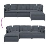 vidaXL Canapé modulaire et repose-pieds et coussins velours gris foncé