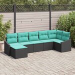 vidaXL Ensemble de Canapés avec coussin 7 Pièces Noir polyrotin