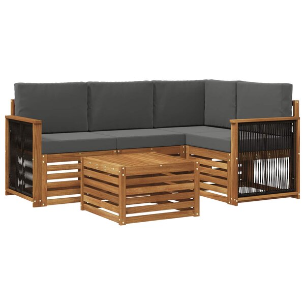 vidaXL Ensemble de canapés d'extérieur 5 pc Naturel et Anthracite