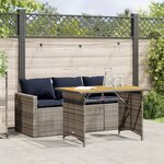 vidaXL Ensemble à manger de jardin et coussins 2 Pièces gris rotin