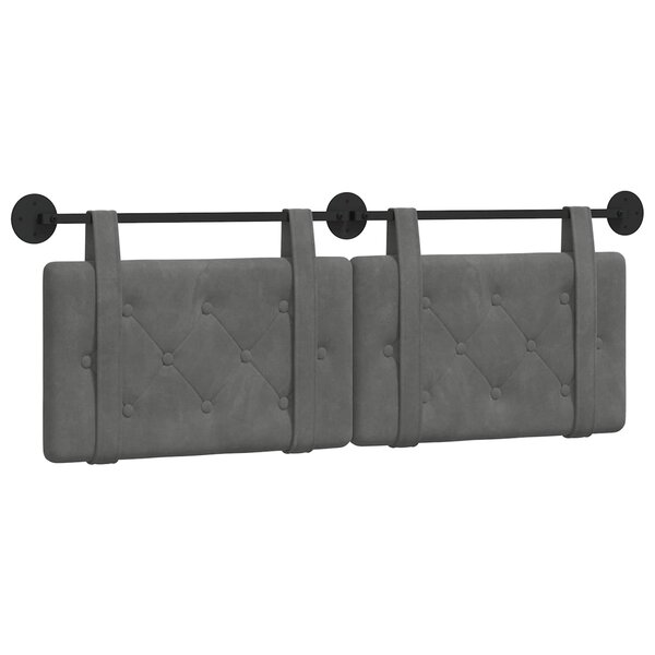 vidaXL Tête de lit suspendue Gris foncé Velours