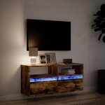 vidaXL Meuble TV mural avec lumières LED chêne fumé 100x31x45 cm
