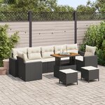 Ensemble de canapés de jardin de 10 pièces avec coussins noirs en rattan
