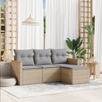 vidaXL Salon de jardin avec coussins 4 Pièces beige résine tressée