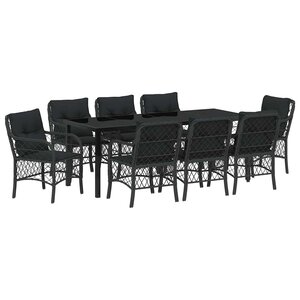 vidaXL Ensemble de salle à manger pour jardin 9 Pièces Noir Poly rotin