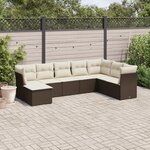 vidaXL Salon de jardin 8 Pièces avec coussins marron résine tressée