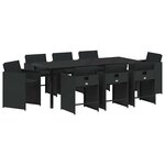 vidaXL Ensemble de salle à manger pour jardin 9 Pièces Noir polyrotin
