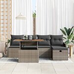 vidaXL Ensemble de canapé de jardin avec coussin 6 Pièces Gris Poly rotin