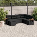vidaXL Salon de jardin 7 Pièces avec coussins noir résine tressée