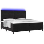 vidaXL Lit à ressort LED avec matelas Noir 200 x 200 cm Velours