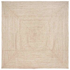 vidaXL Tapis de surface Carré Naturel et Blanc 240 x 240 cm Jute