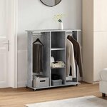 vidaXL Garde-robe avec roues gris béton 102x38x110cm bois d'ingénierie