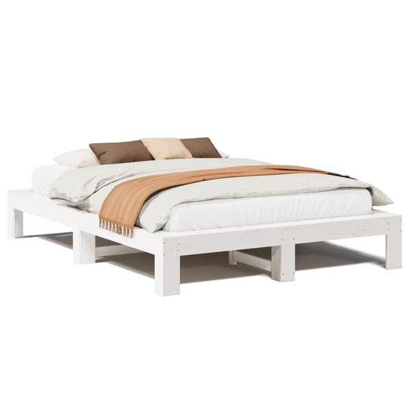 vidaXL Cadre de lit sans matelas blanc 150x200 cm bois de pin massif