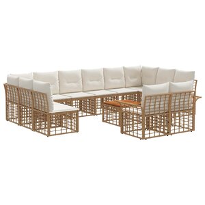 vidaXL Ensemble de canapés d'extérieur 13 Pièces Blanc Naturel et Crème