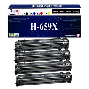 T3AZUR - 4x Toners compatibles avec HP Color LaserJet Managed E85055dn remplace HP W2010X W2011X W2012X W2013X (HP 659X/659A)