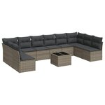vidaXL Salon de jardin 11 Pièces avec coussins gris résine tressée