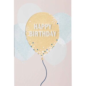 Carte happy birthday ballon doré - draeger paris