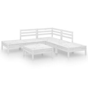 Salon de jardin meuble d'extérieur ensemble de mobilier 6 pièces bois de pin massif blanc 02_0017006
