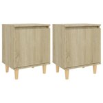 vidaXL Tables de chevet pieds en bois 2 Pièces Chêne sonoma 40x30x50 cm